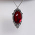 Blood Red Cabochon in Silver Finish Pewter Frame Pendant Necklace...