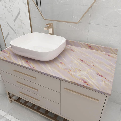 Pink Purple Glossy Marble Contact Paper for Cabinets and Drawers Granite Countertop Wall Paper Peel and Stick Modern Kitchen Wallpaper Self Adhesi...
