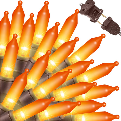 Super-Bright Extendable Orange Halloween Decoration100 Lights 19.6ft UL Certified Mini Bulb String Lights Set for Outdoor Halloween Home Christmas...
