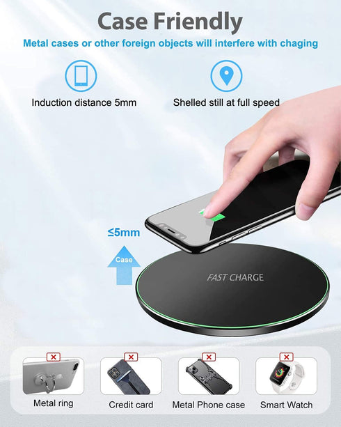 Wireless Charger for Samsung Galaxy S23/S23+/S22/S22+/S21/S20/S20+/S10/S9+/S9/S8/S8+/S7/Note10/Note9/Note8, 15W Wireless Charging Pad with USB-C f...