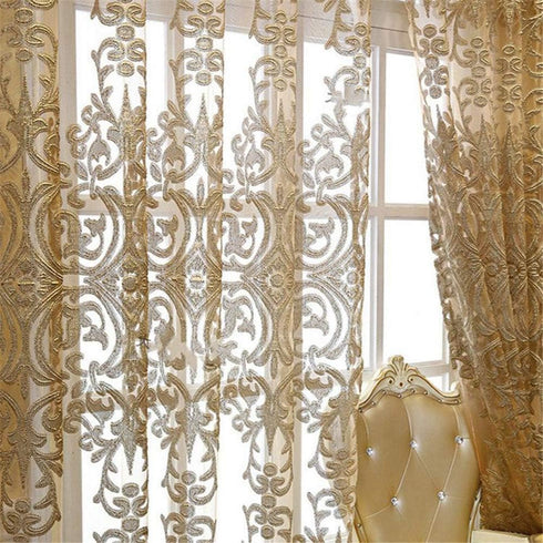 1 Panel Luxury European Sheer Curtain Grommet Top Floral Embroidery Sheer Curtain for Living Room Hollow Semi-Shading Voile Curtain Simple Modern ...