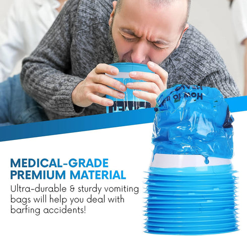 Healqu Hospital Vomit Bags - 12 Pack 1000ml Car Throw Up Bag - for Airsick Travel & Motion Sickness - Leak Resistant Puke Bag - Disposable Barf Ba...