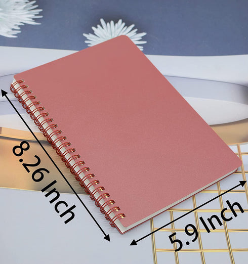 Yansanido Spiral Notebook, 4 Pcs 4 Color A5 Thick Plastic Hardcover 7mm College Ruled Paper 80 Sheets (160 Pages) Journal for School and Office Su...
