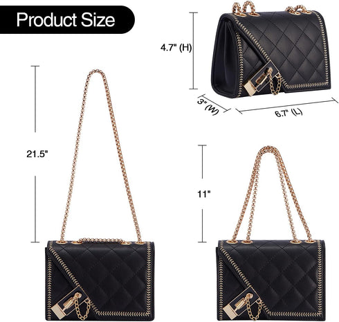 Aiqudou Quilted Crossbody Bag for Women - Leather Shoulder Bag Fashion Chain Small Purse...