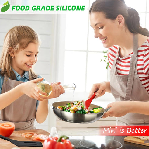 Mini Silicone Brownie Serving Spatula Set Flexible Non Stick Serve Turner Heat Resistant Cooking Spatula for Flip Eggs Crepe Steak Pizza Kitchen U...