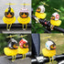 wonuu Rubber Duck Toy Car Ornaments Yellow Duck Car Dashboard Decorations Squeeze Duck Bicycle Horns with Propeller Helmet (Bright Rose-Light)...