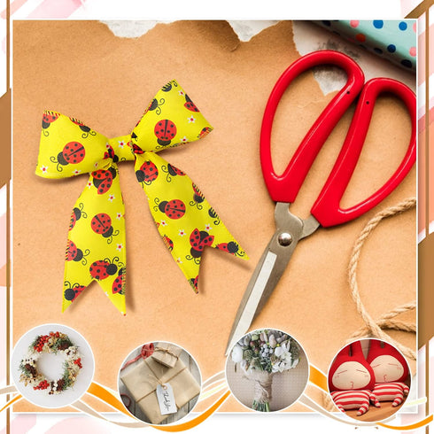 Ladybug Ribbon Wired 6 Rolls Red Ladybugs Ribbon Polka Dot Wired Edge Ribbon 2.5 Inch 40 Yards Spring Summer Wired Ribbon DIY Craft Ribbon for Wra...