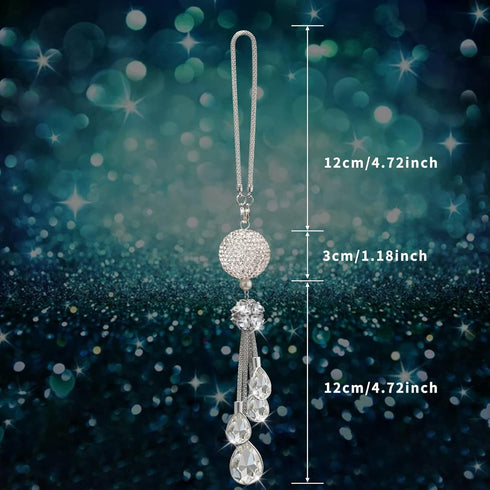 Bling Car Accessories for Women and Man,Cute Decor Women,Lucky Crystal Sun Catcher Ornament,Rear View Mirror Ball Charm (30 mm Clear) (White)...