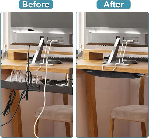 Under Desk Cable Management Net, 36PCS Under Table Cord Management Mesh Organizer Flexible Wire Hiders, Extra Large Capacity Wire Management Kit U...