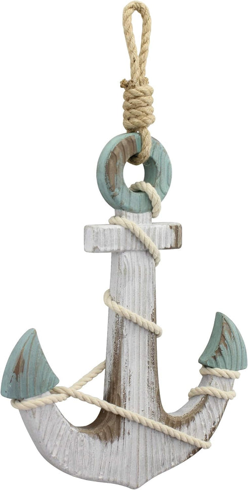Stonebriar Anchor Wall Decor, Worn White, 1.00" x 9.50"...