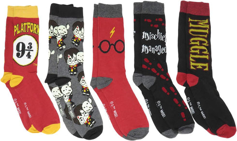 Hyp Harry Potter Hogwarts Muggle Crew Socks 5 Pair Pack...