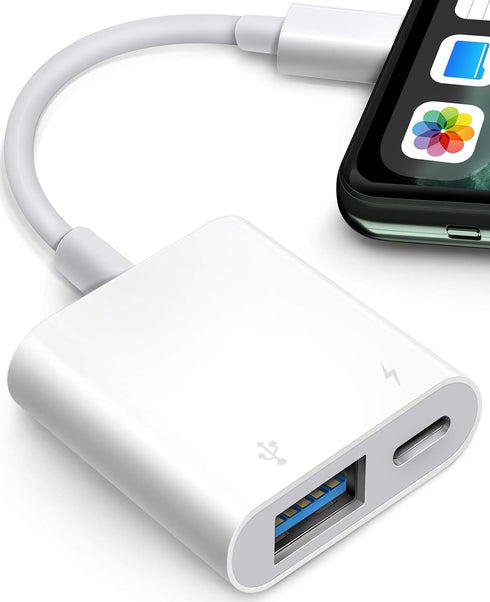 USB Adapter for iPhone/iPad, L?ghtn?ng to USB Female OTG Adpater,USB3 to iPad Adapter with Charging Port,Supports FlashDrives,MIDI,SD Card Reader ...