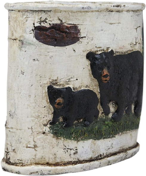 Ebros Wildlife Rustic Black Bear in Pine Trees Forest Bathroom Accent Resin Figurine Accessories with Birch Wood Finish Western Country Cabin Lodg...