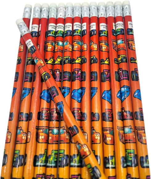 Formula One Sport Car Racing Print Wooden Pencils (Standard 7.5") #2 Lead. One Top Rubber Eraser. (48 Pack)...