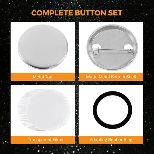 BEAMNOVA 100 Sets of Metal Button Supplies Blanks 32mm / 1.26 in (Approx. 1-1/4 inch) for Button Pin Maker Machine, Matte-Back Metallic Round DIY ...