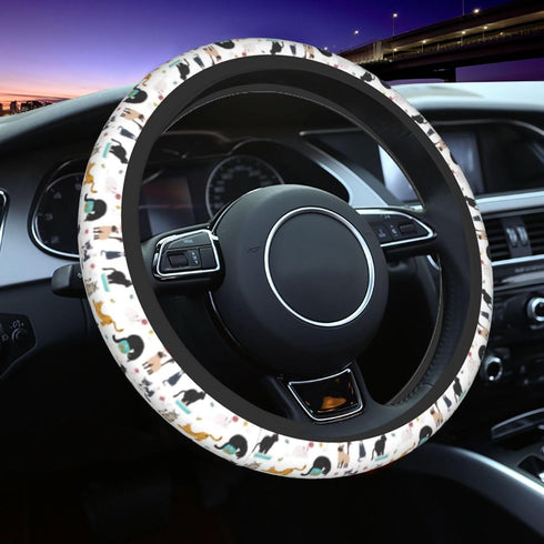 Cute Cat Steering Wheel Cover Universal 14.5-15 Inch Non-Slip Cat Car Accessories for Women Men...