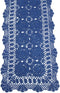 KEPSWET Cotton Handmade Crochet Lace Table Runner Blue Rectangle Coffee Table Dresser Decor (14x36 inch)...