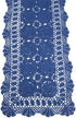 KEPSWET Cotton Handmade Crochet Lace Table Runner Blue Rectangle Coffee Table Dresser Decor (14x36 inch)...
