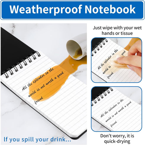 Waterproof Notebook, 3 x 5" Pocket Notepad, Weatherproof Spiral NotePad, All Weather Shower Pocket Notebook, Small Police Notepad 100 Pages Stone ...