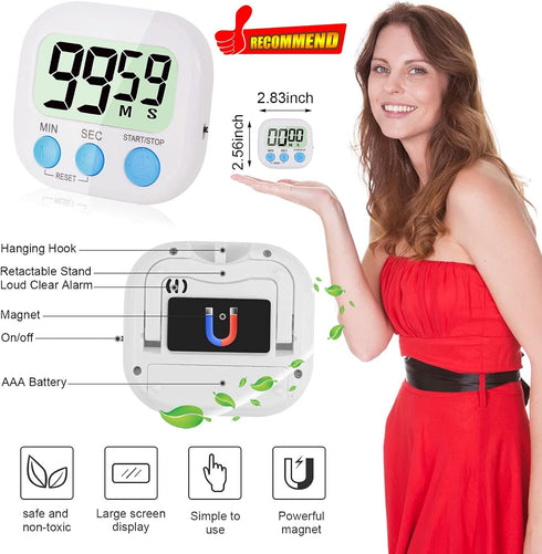 4-Piece Multi-Function Electronic Timer, Learning Management, Suitable for Kitchen, Study, Work, Exercise Training, Outdoor Activities(not Includi...