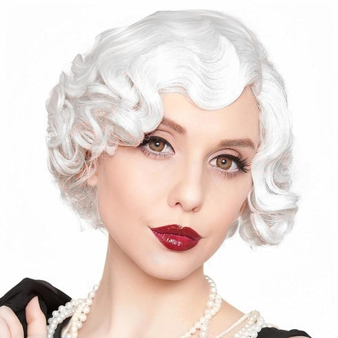 Short Sliver Grey Curly Wigs for Women Synthetic Natural Wavy Costume Cosplay Party Wig...
