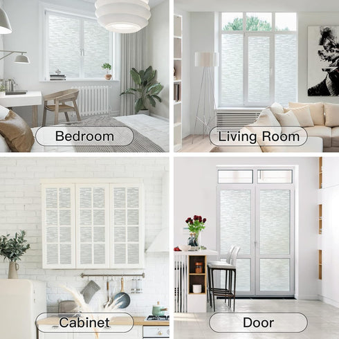 Haton Window Privacy Film, Frosted Glass Static Cling Sun Heat Blocking Window Clings, Frosting Opaque Coverings, Vinyl Removable Stickers Tint fo...