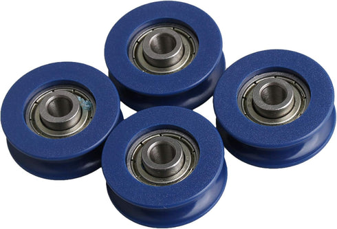 CNBTR 3mm Depth U-Type Blue Plastic Bearing Guide Pulley Wheel 6mm Width for Max-Load 26kg Pack of 4...