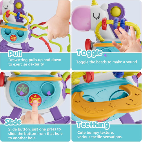 Montessori Toys for 1 Year Old, Sensory Toys for Toddlers 1-3, Travel Activities Busy Cube, Pull String Activity Toy for Ages 0-2, Educational Inf...