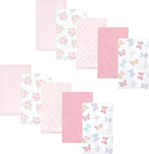 Hudson Baby Unisex Baby Cotton Flannel Burp Cloths, Pastel Butterfly, One Size...