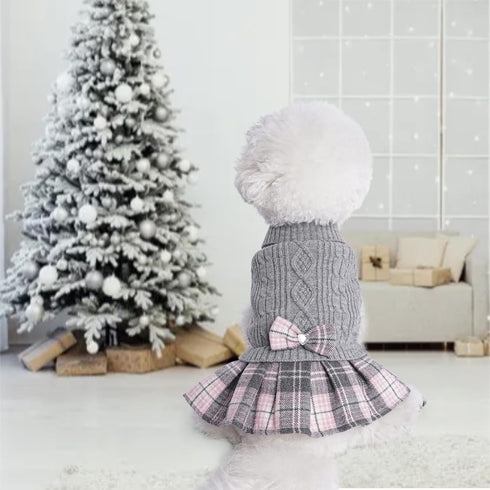 YUDODO Dog Sweater Dress for Small Dogs Winter Warm Dog Turtleneck Sweater Soft Puppy Knitwear Clothes Cute Doggie Dresses for Teacup Dog Yorkie C...