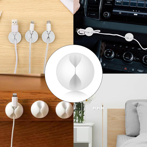 9 Pcs Adhesive Cable Clips, Charger Cord Holder for Nightstand, Cable Management Wire Cord Organizer for Desk, Nightstand, Phone Charger, Computer...