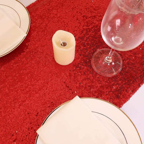 Eternal Beauty Red Table Runner for Wedding, 2PCS-12x108 Sequin Table Runner Decorations for Birthday Parties, Banquets, Graduations,Christmas...
