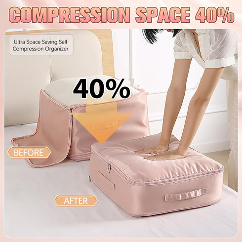 Ultra Space-Saving Self-Compression Organizer, Storage Tote for Space Saving, Clothes Compression Bag, Expandable Moving Organizer Bags for Comfor...