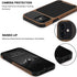 TENDLIN Compatible with iPhone 12 / iPhone 12 Pro Case Wood Grain with Carbon Fiber Texture Design Leather Hybrid Case Black...
