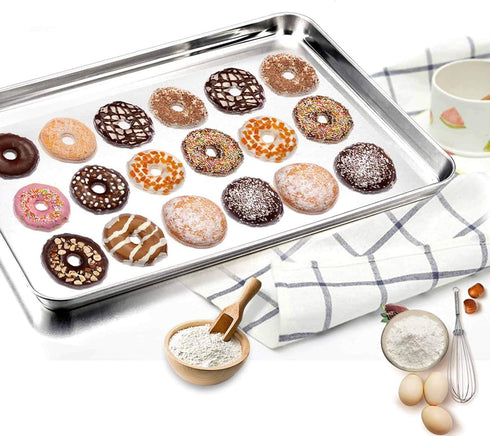 TeamFar Baking Sheet, Stainless Steel Baking Pan Cookie Sheet, Healthy & Non Toxic, Rust Free & Less Stick, Easy Clean & Dishwasher Safe...