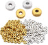 Metal Spacer Beads,200pcs Flat Round Disc Rondelle Spacer Beads Metal Rondelle Beads Spacers for Jewelry Making(6mm) - Silver and Golden...