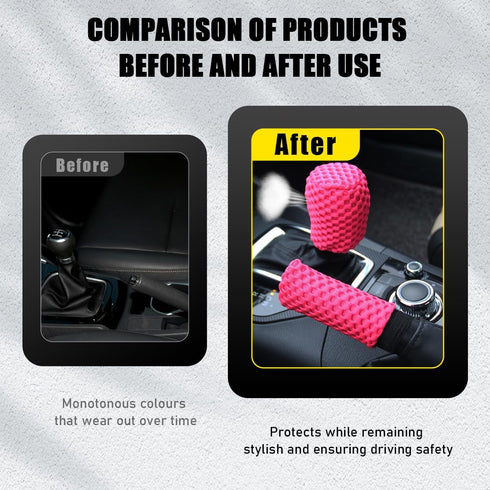 2 PCS Car Gear Shift Knob Cover & Handbrake Cover, Comfortable Anti-Slip Auto Shift Knob Protector, No Scratch Hand Brake Lever Handle Cover(Rose ...