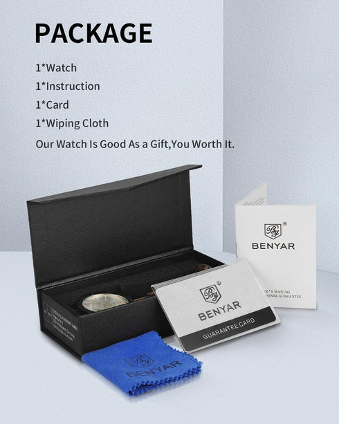 BY BENYAR Watch for Men Analog Quartz Chronograph Waterproof Luminous Designer Mens Wrist Watches Business Work Sport Casual Dress Watch with Sili...