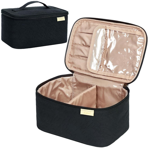NISHEL Travel Makeup Bag Women, Cosmetic Organizer Case, Portable Travel Essentials Case for Travel-Size Accessories Bottles, Brushes, and Skin Ca...