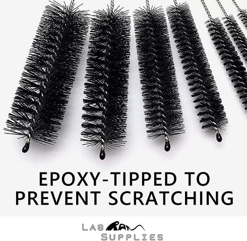 8 Inch Nylon Tube Brush Set, 12 Piece Variety Pack | for Cleaning Hard-to-Reach Spaces...