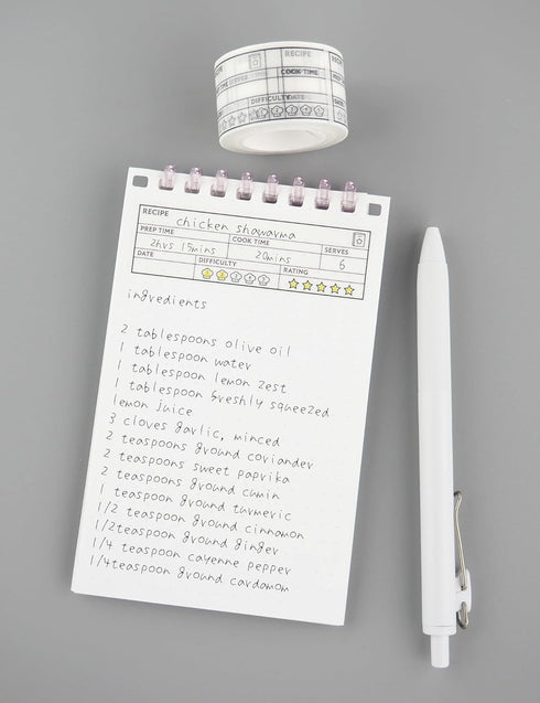 Japanese 5 Star Recipe Review Rating Tracking Log Book Journal Spread Writable Washi Tape / 25mm x 10M / 125 Stickers...