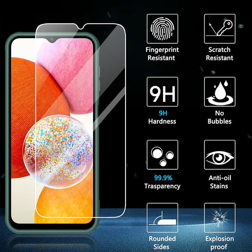 Hensinple Case for Samsung Galaxy A14 5G Phone Case with Glass Screen Protector,360 Full-Body Shockproof Heavy Duty Bumper Protective Case for Sam...