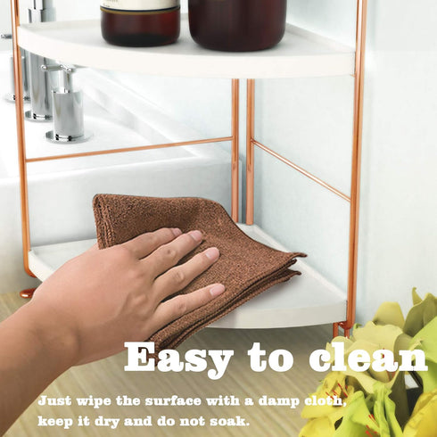 2-Tier Bathroom Countertop Organizer - Vanity Tray Cosmetic & Makeup Storage- Kitchen Spice Rack Standing Shelf - Corner Storage Shelf, Rose Gold...