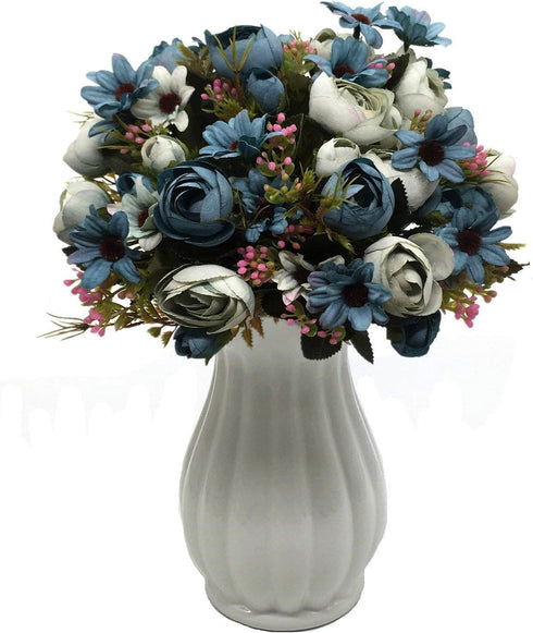 CATTREE Artificial Peony Bud Mixed Flowers, 4pcs Plastic Plants Silk Fake Flowers Bouquet Bridal Home Garden Office Kitchen Bathroom Table Centerp...