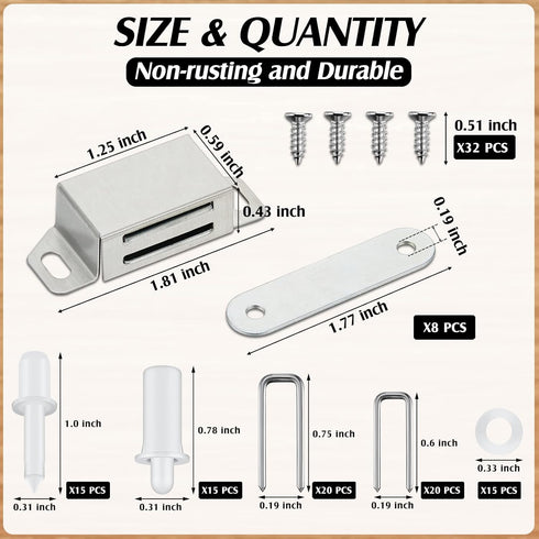 125 Pieces Plantation Shutter Repair Kit Repair Plantation Shutters Magnets Shutter Staples Replacement Shutter Pins Cabinet Magnets for Shutter, ...