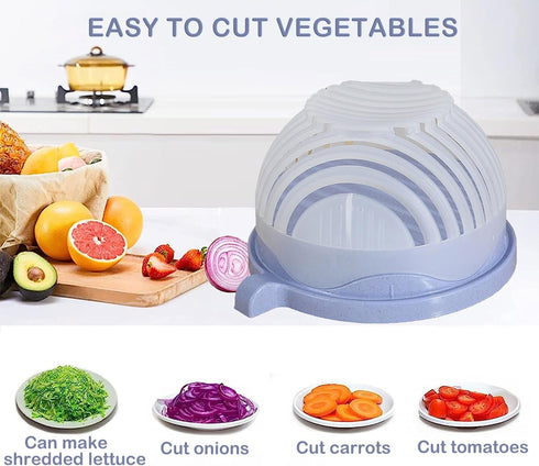 Snap Salad Cutter Bowl,Salad Chopper,Multi-Functional Fast Salad Cutter Bowl,Salad Cutter Bowl with Lid Fast Vegetable Cut Set,Salad Chopper Bowl ...