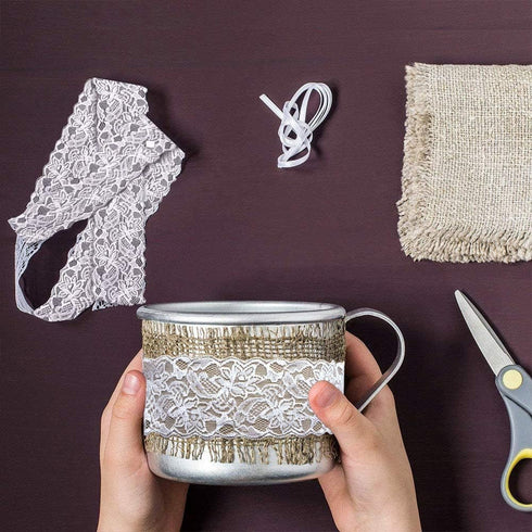 VGOODALL Bridal Wedding Lace Ribbon 3 Inch Wide 10 Yards - Stretchy Elastic Floral Lace Trim for Decoration, Gift Wrapping, DIY Crafts, Hair Bows,...