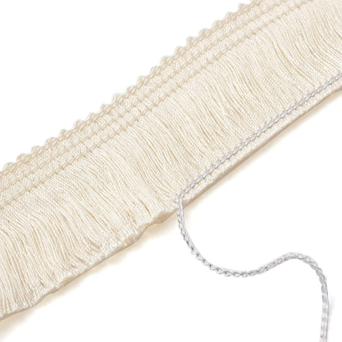 MegaPet Polyester Fringe Tassel Lace Trim 1 Inch x 82 Feet Chainette Fringe Fibre Trim Linen for Sewing Quilting Clothes Accessories Lampshade Cur...