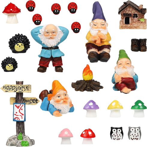Jetec Gnomes Fairy Resin Statues Miniature Garden Accessories Mini Dwarf Figurine Fairy Miniature Ornament DIY Kit Micro Landscape Ornaments for O...
