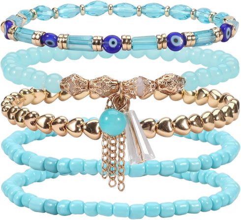 Twinfree 30Pcs Anklet Bracelets for Women Handmade Beads Anklets Bohemian Beach Beads Ankle Bracelets Set for Girls...